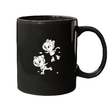 Discover Black-and-White Leopard Cubs Ice Skating  Mugs