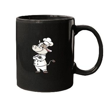 Discover Charming Cow Chef Cartoon Illustration Mugs