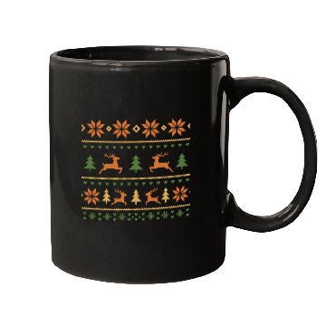Discover Festive Winter Reindeer and Snowflake Pattern Mugs