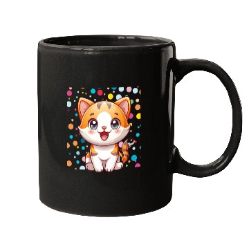 Discover Adorable Cartoon Cute Cat Polka Dots  Mugs