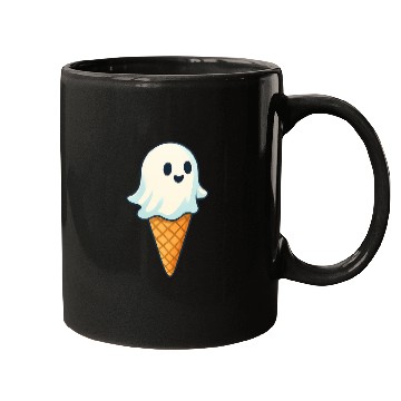 Discover Cute Ghost Ice Cream Illustration Mugs