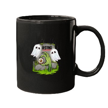 Discover Spooky Graveyard with Ghosts and Eye Mugs