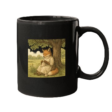 Discover Whimsical Fox Knitting Under Tree Mugs