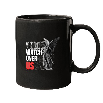 Discover Angel Statue with Watch Over US Message Mugs