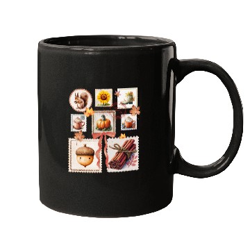 Discover Watercolor Autumn Postage Stamps Fall Vibes Autumn Mugs