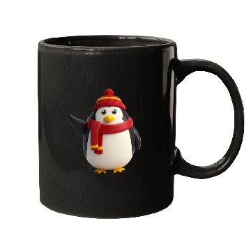Discover Festive Penguin in Winter Gear Mugs