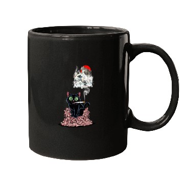 Discover Black Cat Smoking Cigarette Catzilla Mugs