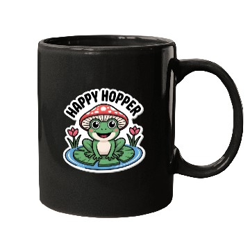 Discover Cute "Happy Hopper" Frog Sticker Design Mugs