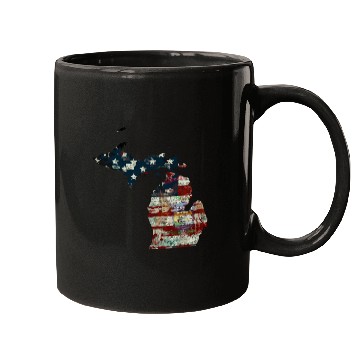 Discover State And Country Michigan Patriot Flag State Tees Mugs