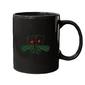 Discover pistol poker card ace gun weapon revolve Mugs