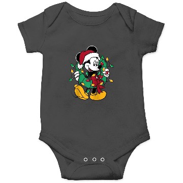 Discover Disney Mickey Mouse Christmas Lights Raglan Baseball Tee Onesies