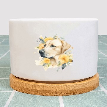 Discover Yellow Lab Dog Watercolor Floral Plant Pots