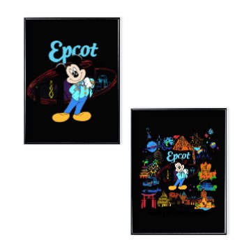 Discover Epcot Mickey Two-Sided Poster Set, Epcot  Poster Set, Epcot Center Poster Set, Epcot Countries