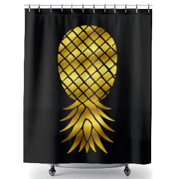 Discover GOLD UPSIDE DOWN PINEAPPLE GREY SWEAT PANTS Shower Curtains