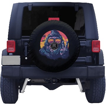 Discover Gorilla on Vacation with a Sunset Peace Sign Spare Tire Covers