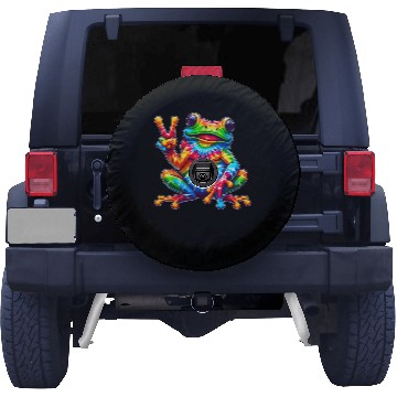 Discover Tie-Dye Frog Peace Sign Hippie Spare Tire Covers