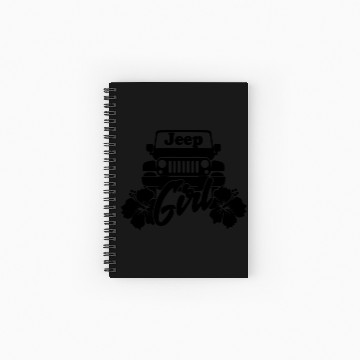 Discover Jeep Girl Flower - Black Spiral Notebooks   Ruled Line