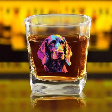Discover Watercolor Colorful German Wirehaired Pointer Square Whiskey Glasses