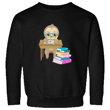 Discover Cute Sloth Glasses Reading School Book Writing Math Desk Sweatshirts