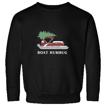 Discover Boat Humbug Pontoon Boat with Christmas Tree On Top Sweatshirts