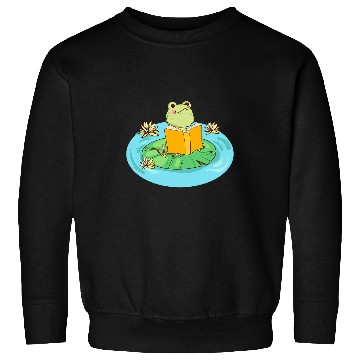 Discover Frog Reading Book Toad Reader Bookworm Kawaii Sweatshirts
