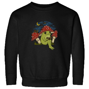 Discover Frog Mushroom Hat Reading Book Cottagecore Goblincore Sweatshirts