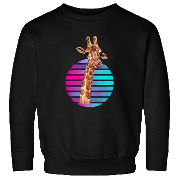 Discover Retro Giraffe Synthwave Giraffe Zoo Worker Animal Sweatshirts