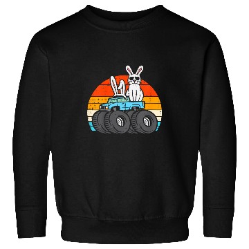 Discover Kids Easter Bunny Rabbit Monster Trucks Retro Boys Kids Sweatshirts