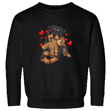 Discover Dog Rottweiler With Stuffed Animal And Many Hearts Sweatshirts
