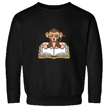 Discover Funny Monkey Book Reading Ape Literature Sweatshirts
