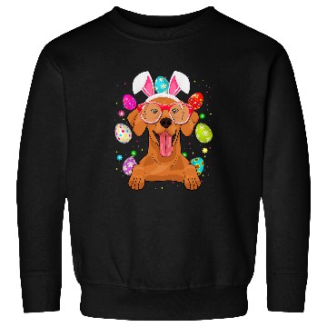 Discover Dog Vizsla Cute Bunny Vizsla Dog Face Easter Eggs Easter Day Sweatshirts