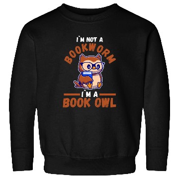 Discover Bookworm Owl Reading Book Reader Sweatshirts