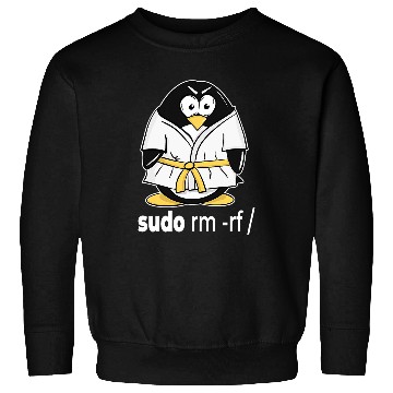 Discover sudo rm rf linux penguin in a karate tuxedo for programmer Sweatshirts