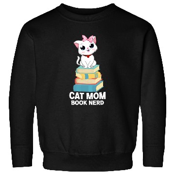 Discover Funny Cat Mom Ladies Reading Teacher Book Lover Sweatshirts