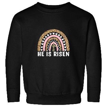 Discover Christian He Is Risen Leopard Rainbow Christian Jesus Happy Easter Day Christ Sweatshirts