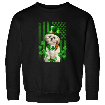Discover American Flag Shih Tzu Dog Hat Irish St Patricks Day Sweatshirts