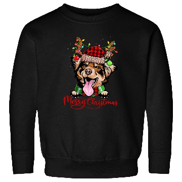 Discover Australian Shepherd Dog Reindeer Christmas Light Dog Lover 122 Sweatshirts