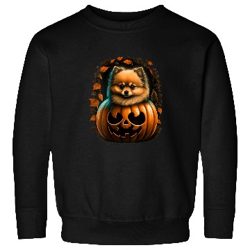 Discover Dog Pomeranian Womens Pumpkin Pomeranian costume on Pomeranian Halloween VNeck Sweatshirts