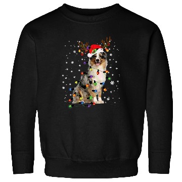 Discover Australian Shepherd Christmas Reindeer Santa Hat Pajama Sweatshirts