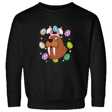 Discover Funny Easter Egg Lover Bunny Ear Walrus Face Easter Sunday Sweatshirts