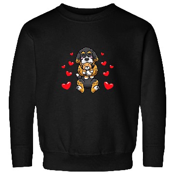 Discover Bernedoodle Dog With Stuffed Animal 3 Sweatshirts