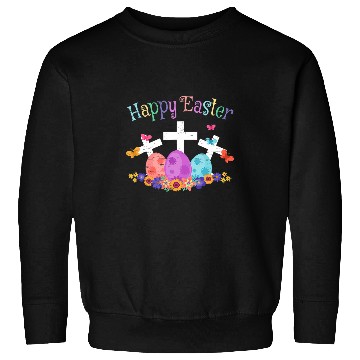 Discover Christian Happy Easter Jesus Resurrection Sunday Egg Rabbit Holiday Christ Sweatshirts