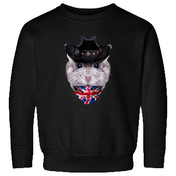 Discover Grey Dwarf Hamster in Cowboy Hat and Union Jack Bandana Sweatshirts