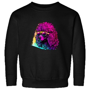 Discover Poodles 80s Synthwave with Poodle Retrowave Poodle dog Sweatshirts