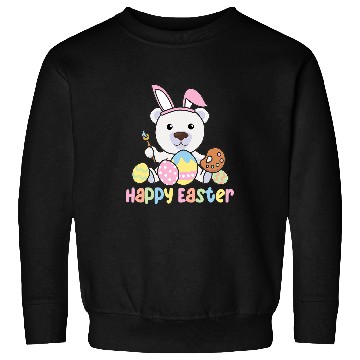 Discover Funny Bear Happy Easter Cute Polar Bear At Easter With Easter Eggs Cute Bears Sweatshirts