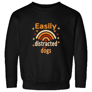 Discover Funny Retro Easily Distracted By Dogs Rainbow Paw Prints Sweatshirts