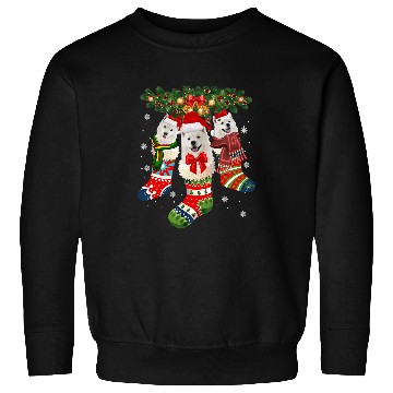 Discover Dog Samoyed Three Samoyed In Sock Christmas Santa xmass Dog Sweatshirts