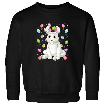 Discover Funny Bear Bunny Easter Egg Lover Funny Polar Bear Easter Sunday Cute Bears Sweatshirts