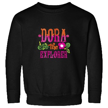 Discover Dora the Explorer Flower Word Art Logo Sweatshirts