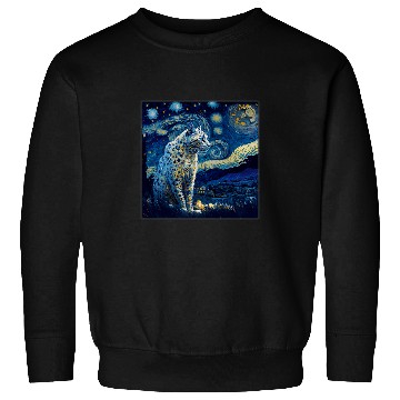 Discover Leopard Gift Surrealism Starry Night Snow Leopard 69 Sweatshirts